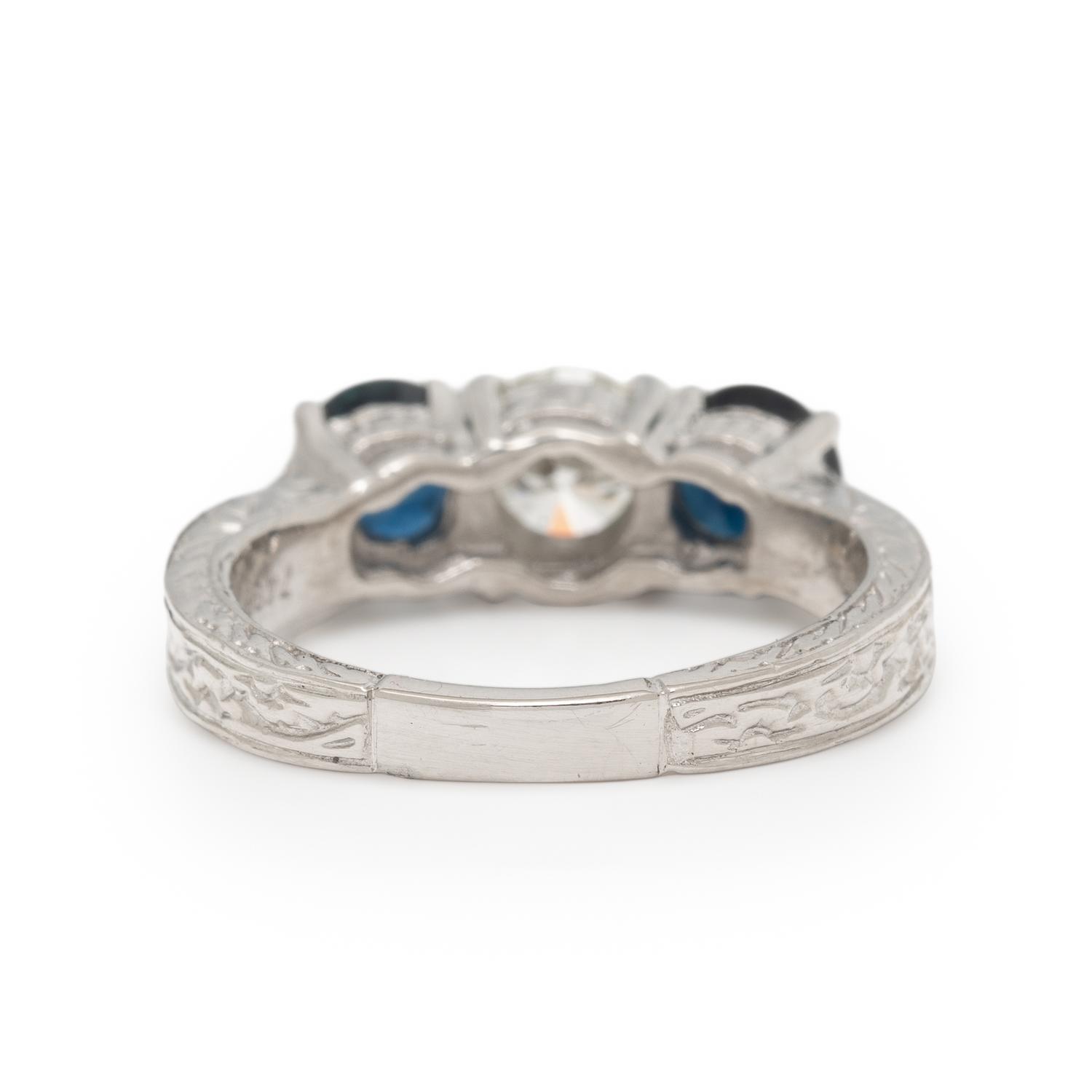 DIAMOND, SAPPHIRE, AND PLATINUM RING