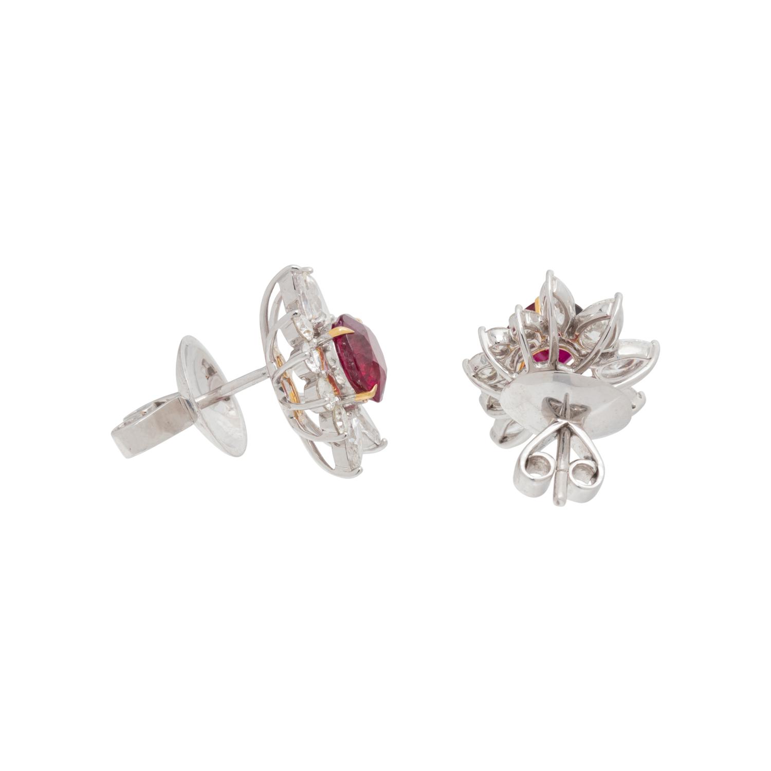 UNHEATED BURMESE RUBY AND DIAMOND EARRINGS