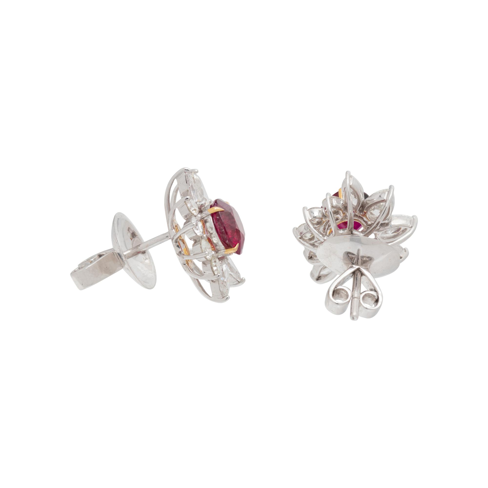UNHEATED BURMESE RUBY AND DIAMOND EARRINGS