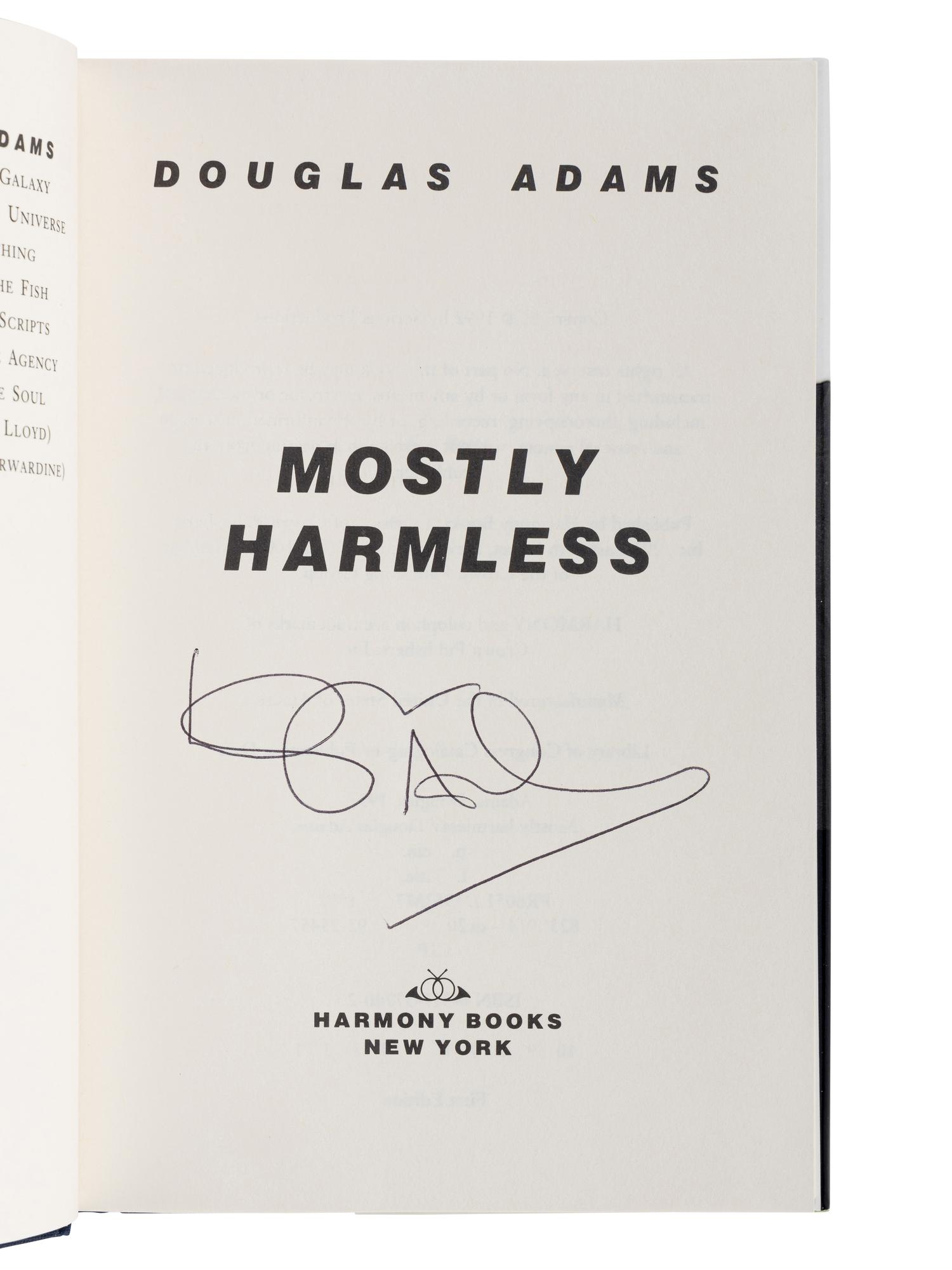 ADAMS, Douglas (1952-2001). A group of 5 SIGNED FIRST EDITION novels by Adams, including 4 books from the Hitchhiker’s Guide series, comprising:
