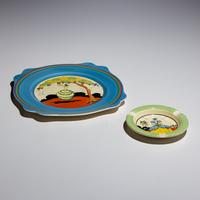 Clarice Cliff (English, 1899–1972) — Idyll pattern 'Leda' Platter and Ashtray