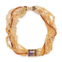 AMETRINE, CITRINE, AND CARNELIAN NECKLACE
