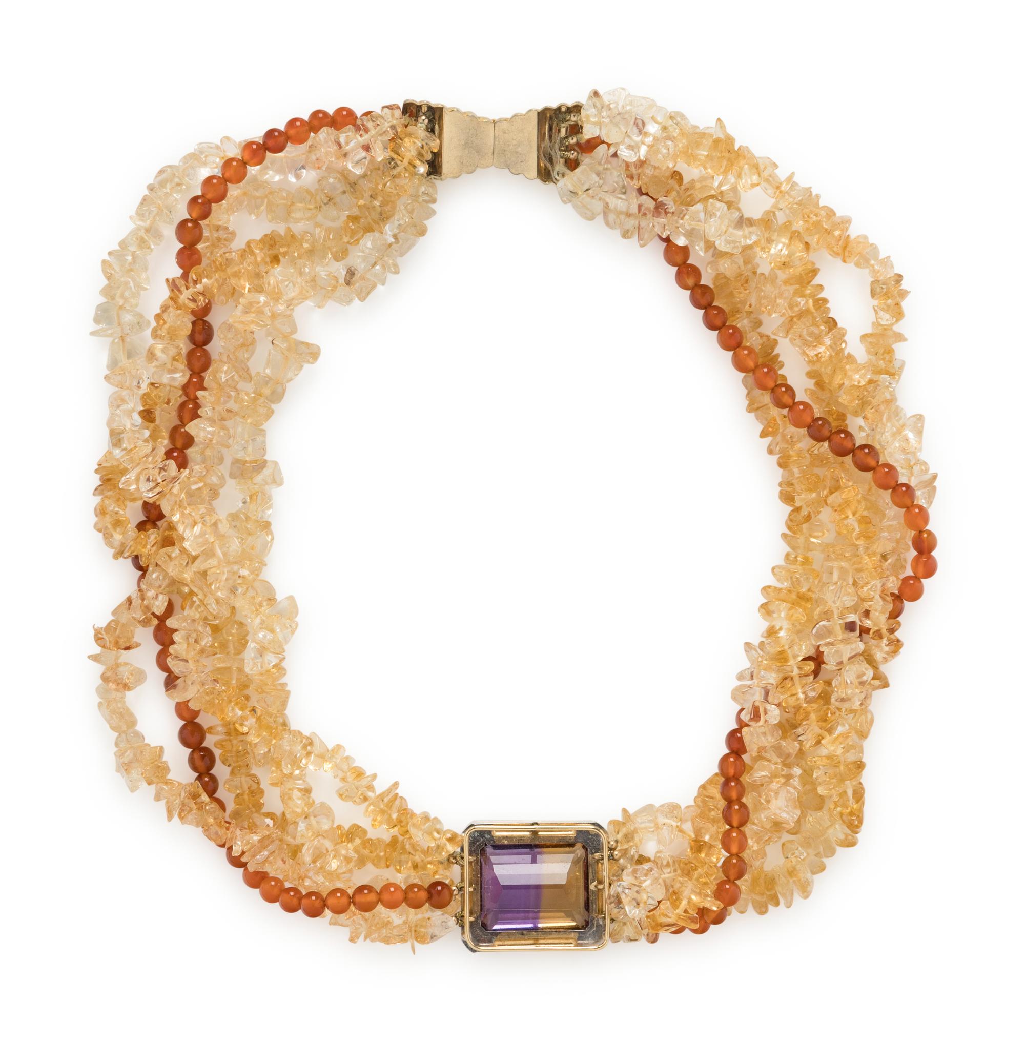 AMETRINE, CITRINE, AND CARNELIAN NECKLACE