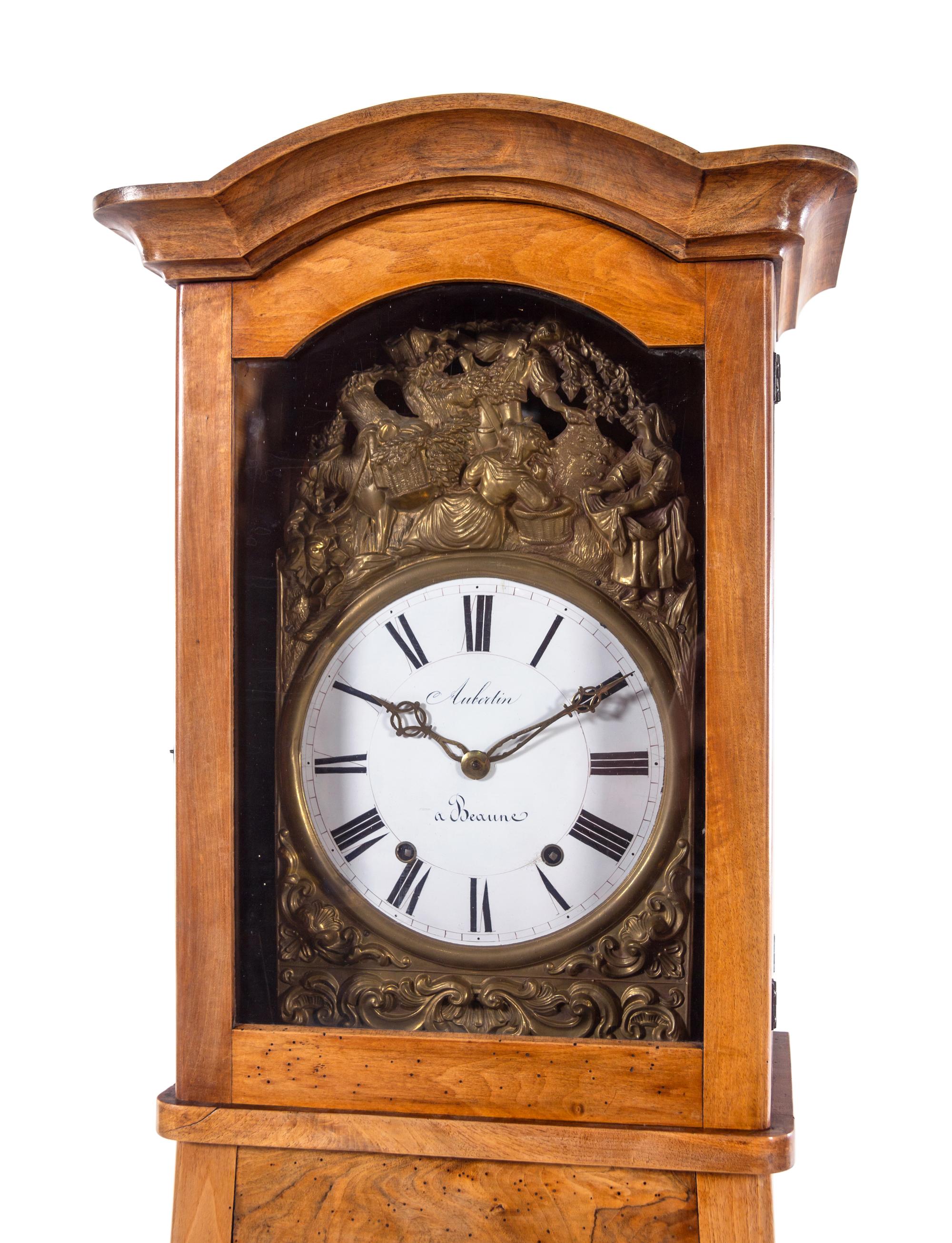 A French Provincial Walnut Comtoise Clock