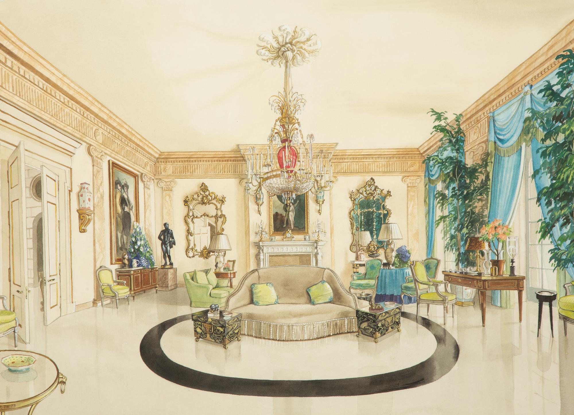 The Library at Croix des Gardes, Carves, The Drawing Room at Croix des Gardes and The Staircase Hall at Croix des Gardes (three works)