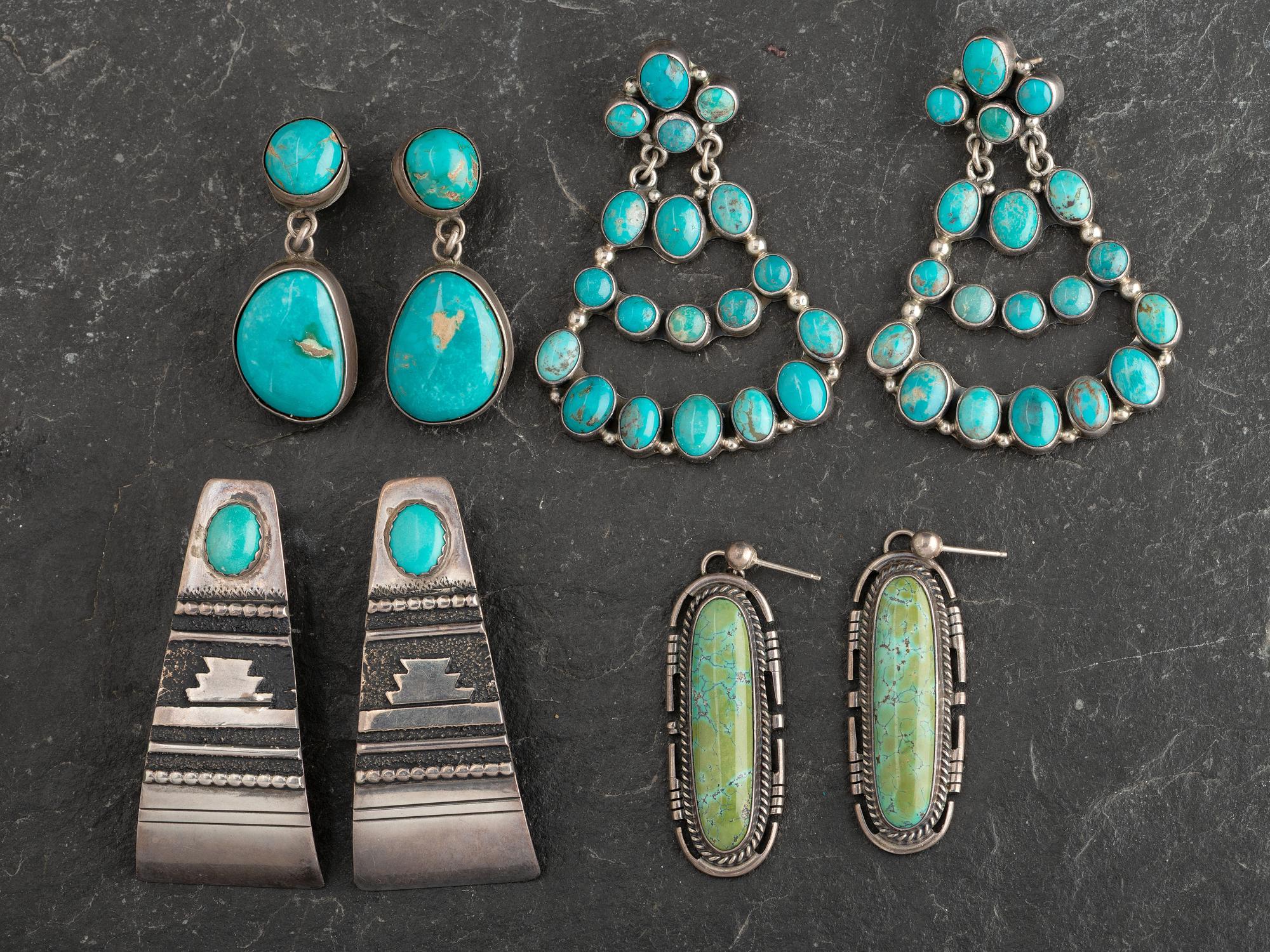 Navajo Silver and Turquoise Post Earrings