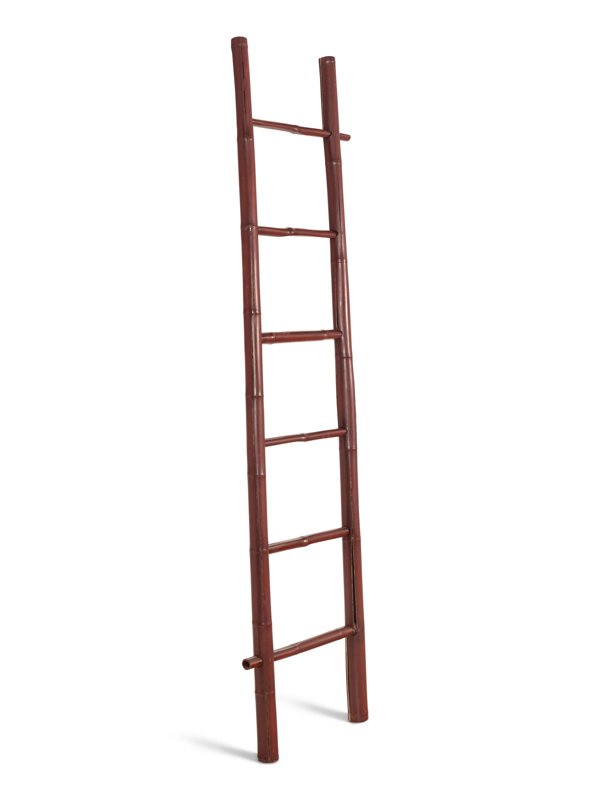 A Red Painted Bamboo Ladder