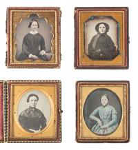 [EARLY PHOTOGRAPHY]. 25 sixth plate daguerreotypes of young women, some posed with books and other objects.