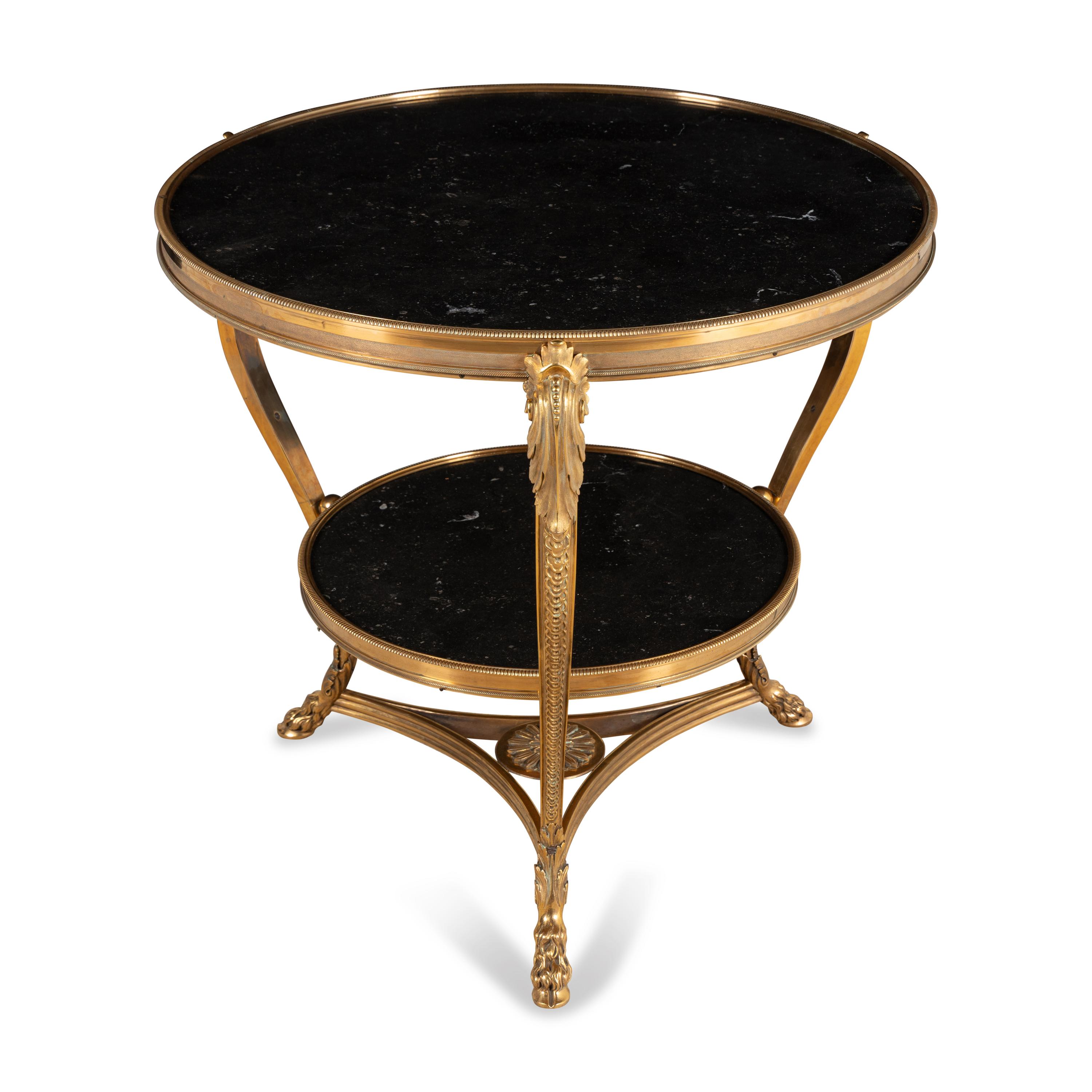 A French Gilt Bronze and Marble Guéridon