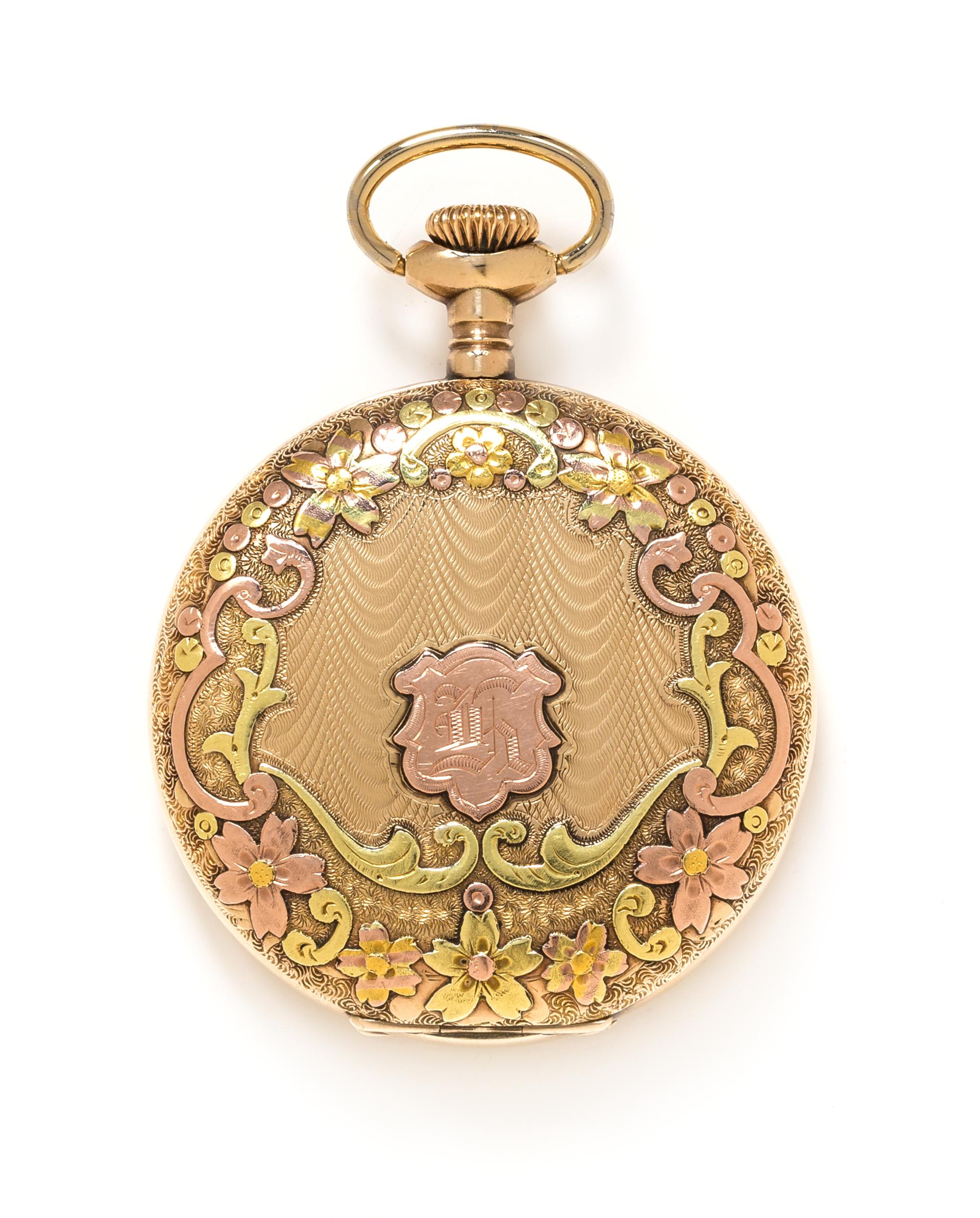 A Tricolor Gold Filled Hunter Case Pocket Watch, Elgin, Circa 1919, 69.00 dwts.