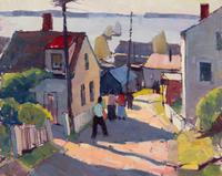 Carl William Peters (American, 1919–2009) — Alley Shadows with Strollers