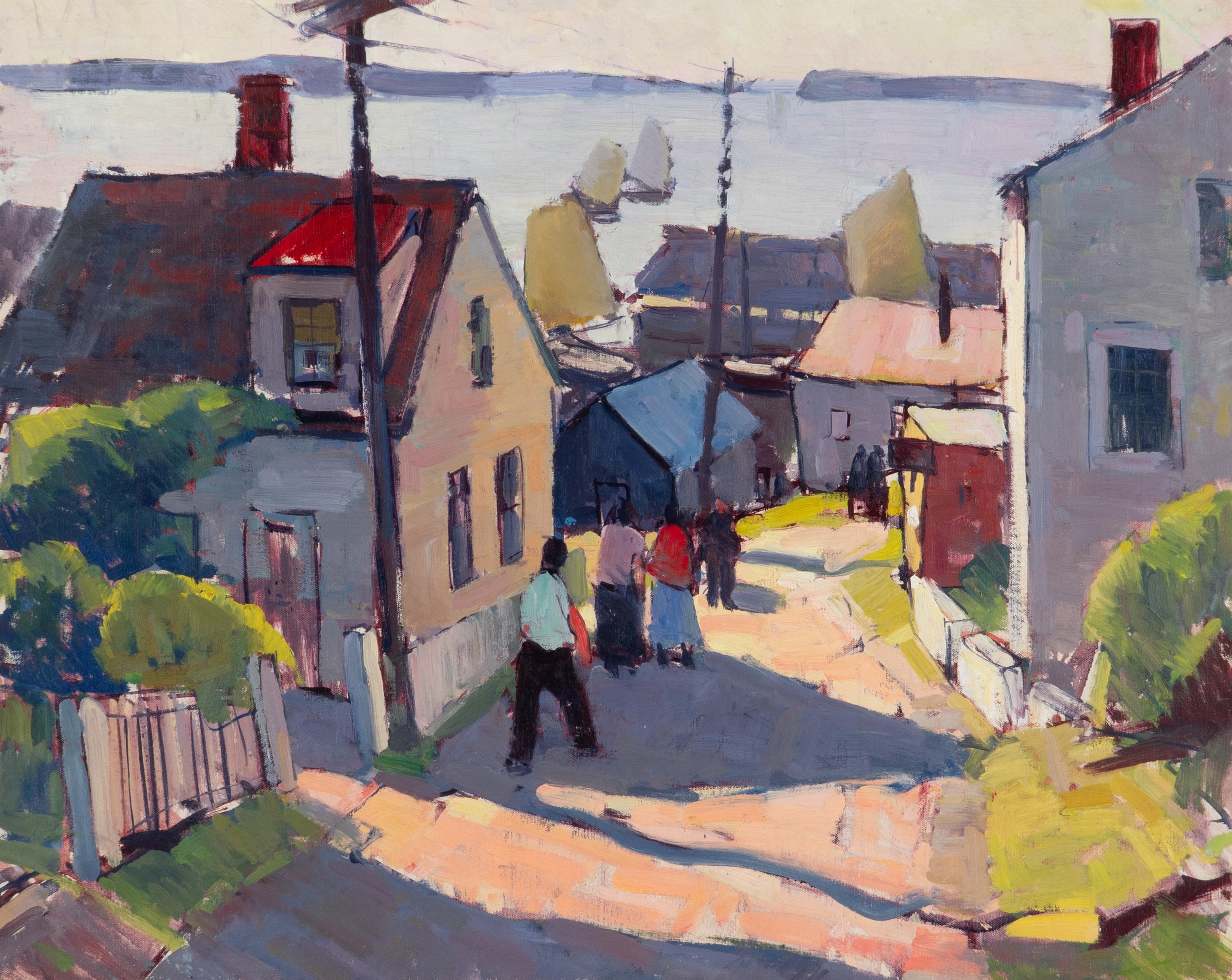 Carl William Peters (American, 1919–2009) — Alley Shadows with Strollers