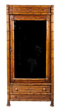 A Victorian Simulated Bamboo Armoire Height 80 x width 37 x depth 18 1/2 inches. — LATE 19TH CENTURY