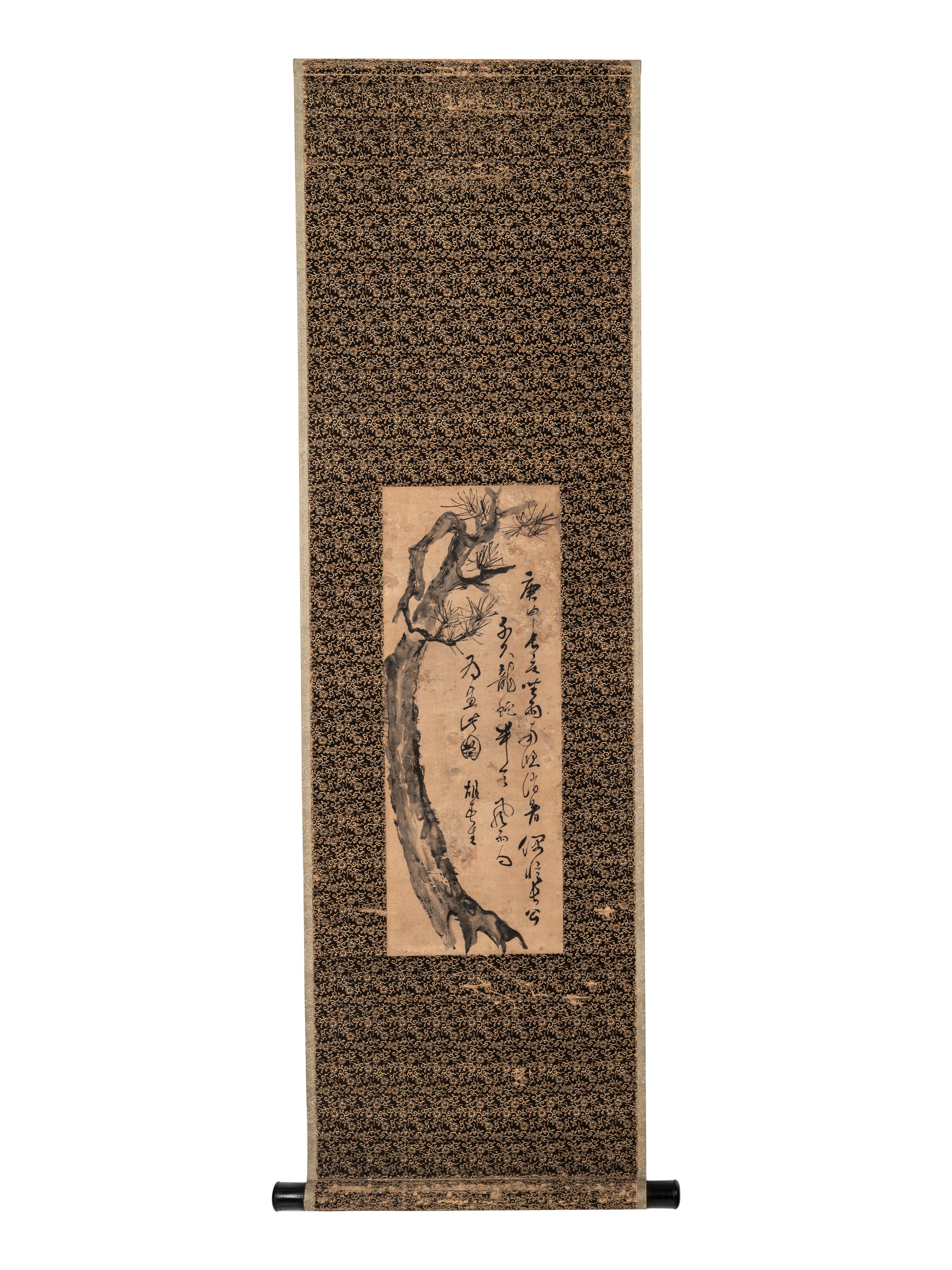 Two Chinese Hanging Scrolls Depicting Pines and Bamboos