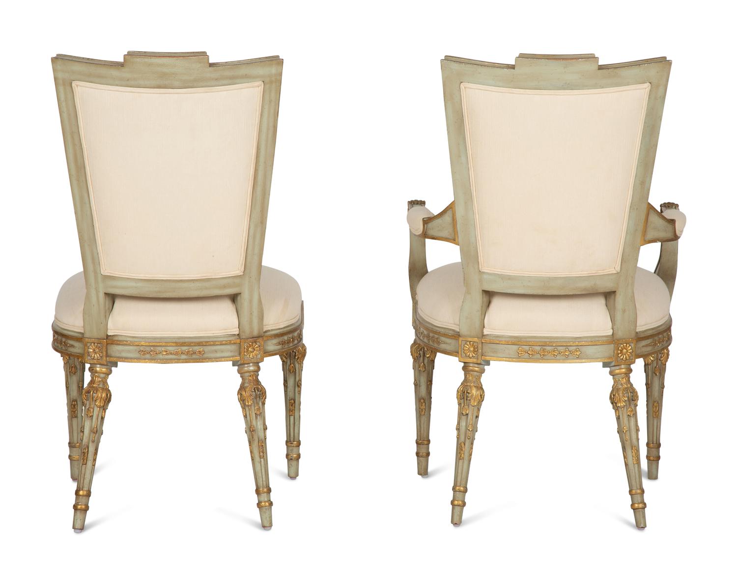 Two Italian Neoclassical Style Painted and Parcel Gilt Chairs