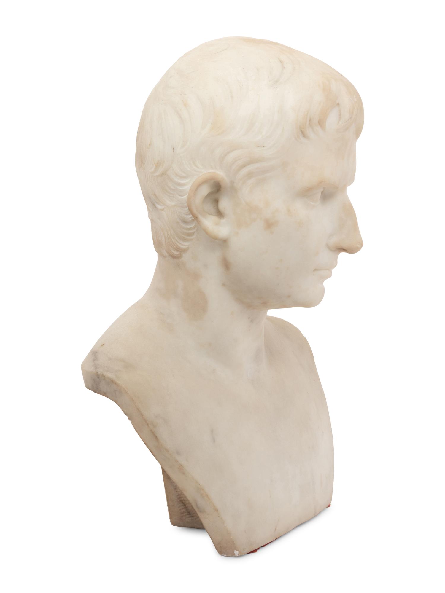 A Continental Carved Marble Bust of a Julio-Claudian Prince