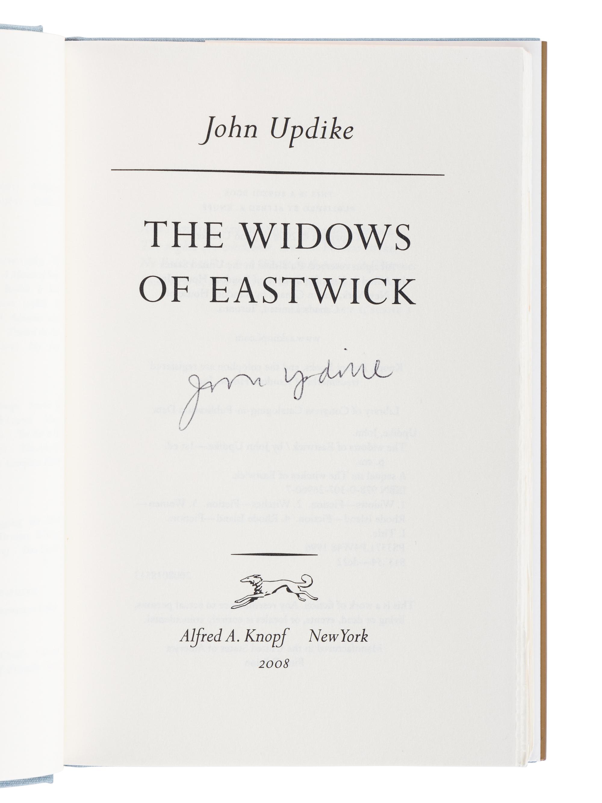 UPDIKE, John (1932-2009). The Witches of Eastwick . Barnstable, MA: Crane’s Duplicating Service, for: New York: Alfred A. Knopf, 1984.