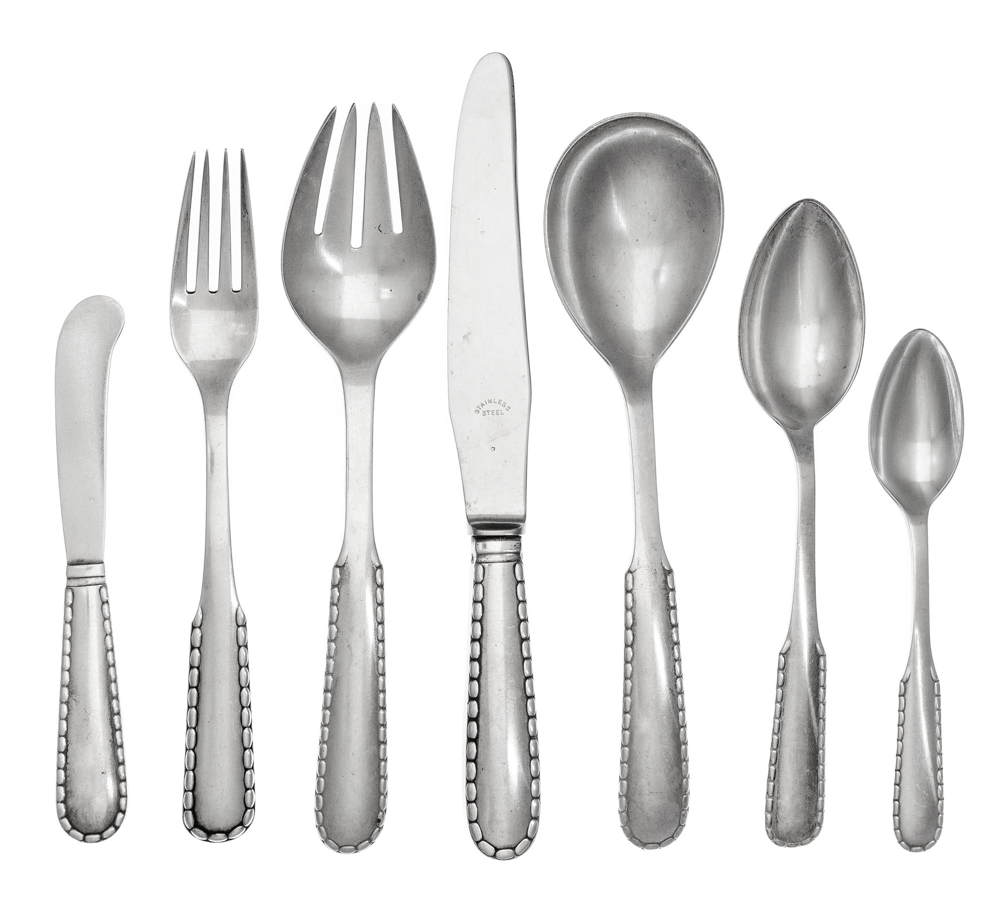A Danish Silver Flatware Service, Georg Jensen Silversmithy, Copenhagen, 1915-1932, Rope pattern, comprising: 8 dinner forks 10 dinner
