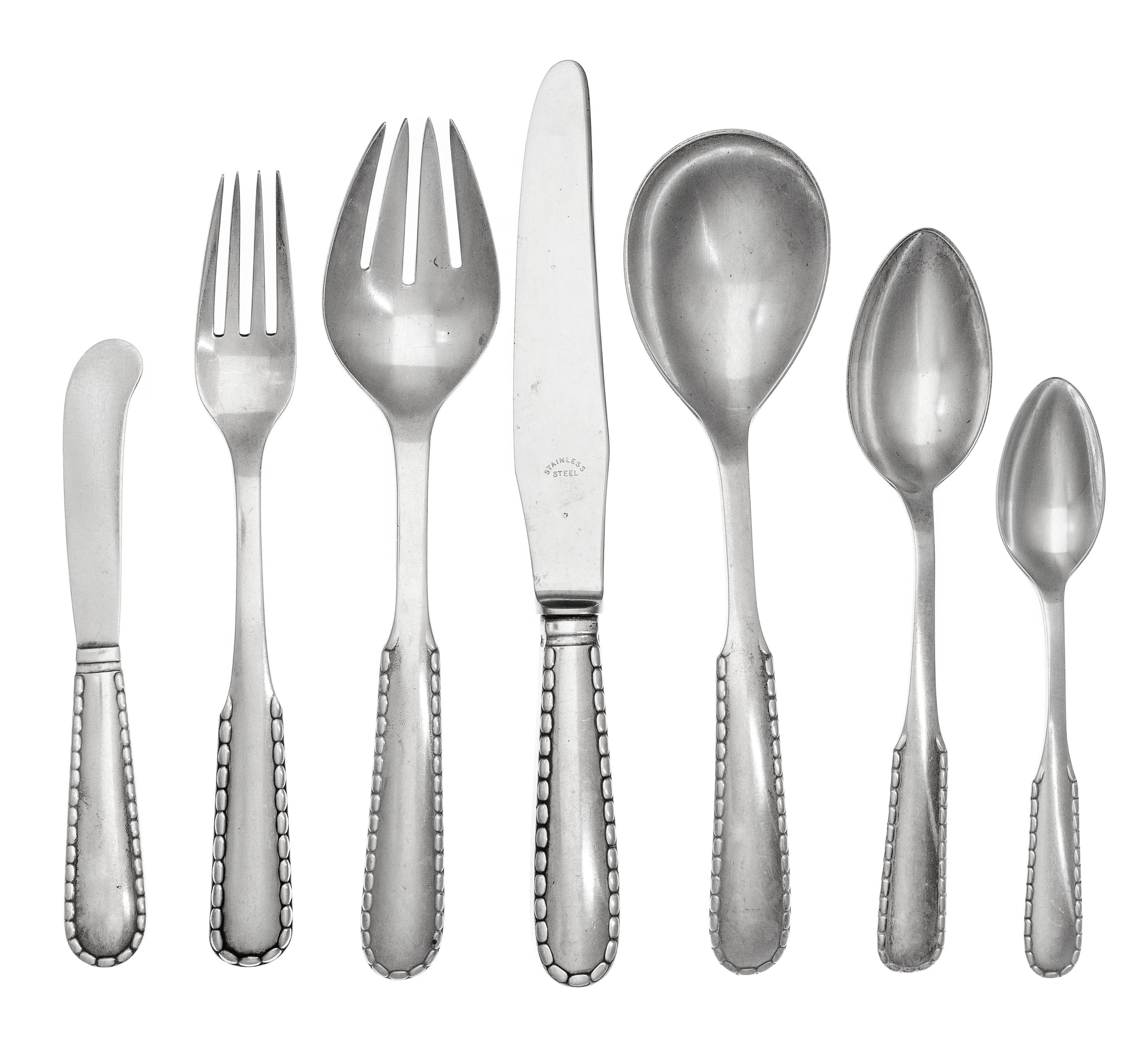 A Danish Silver Flatware Service, Georg Jensen Silversmithy, Copenhagen, 1915-1932, Rope pattern, comprising: 8 dinner forks 10 dinner
