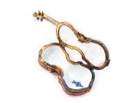 A French Gilt Metal Mounted and Enamel Decorated Violin-Form Box