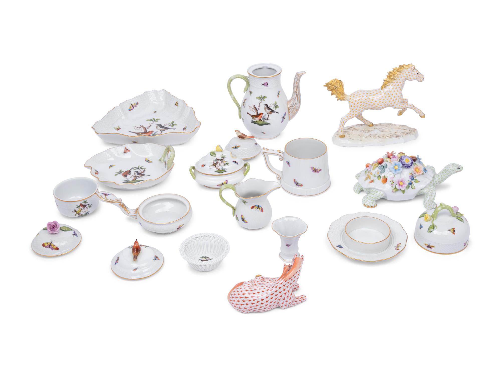 A Group of Herend Figures and Serving Pieces