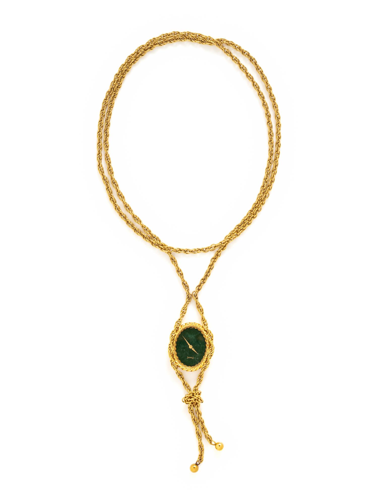 PIAGET, YELLOW GOLD AND JADE WATCH PENDANT NECKLACE