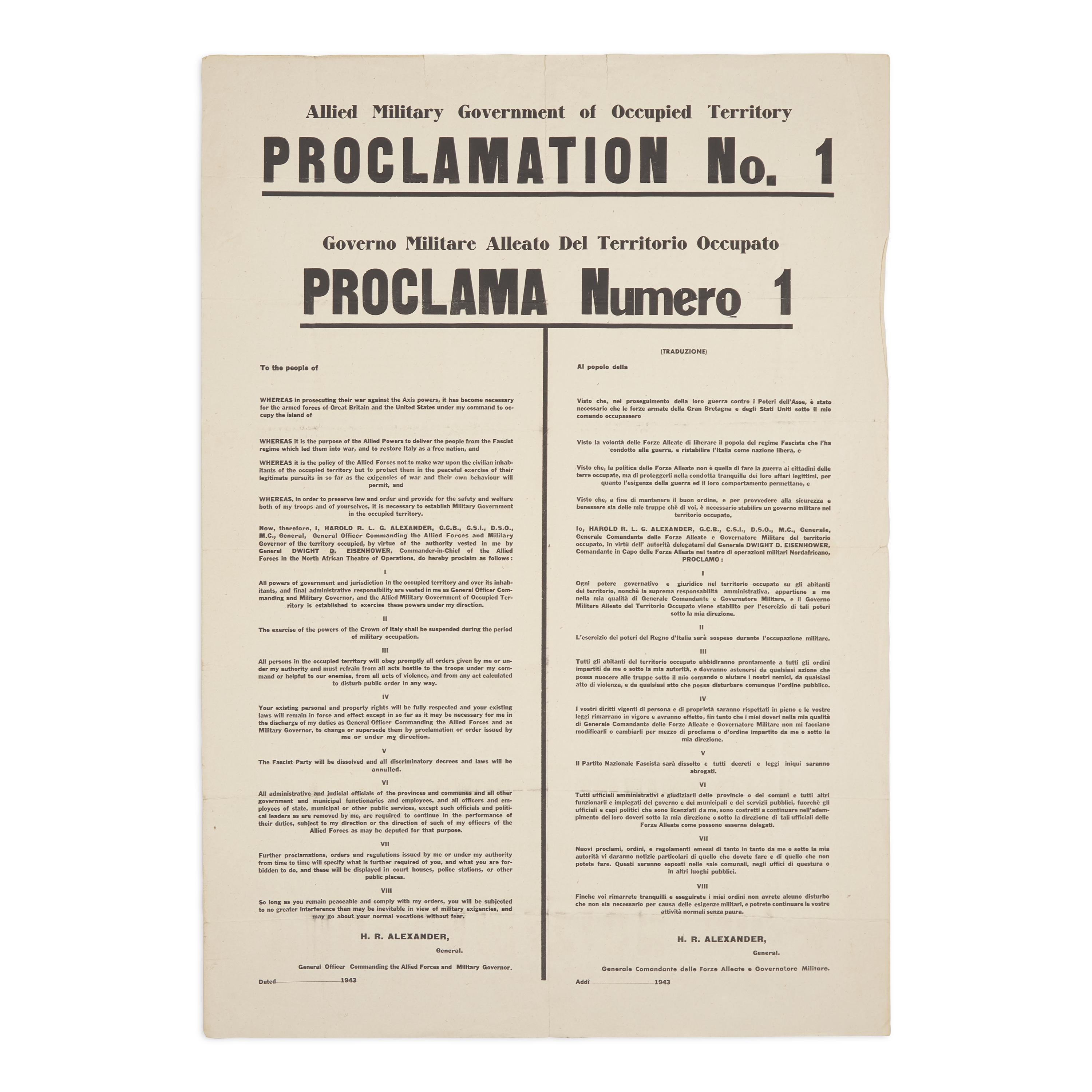 [World War II] European Theater Allied Military Government of Occupied Territory Proclamation No. 1