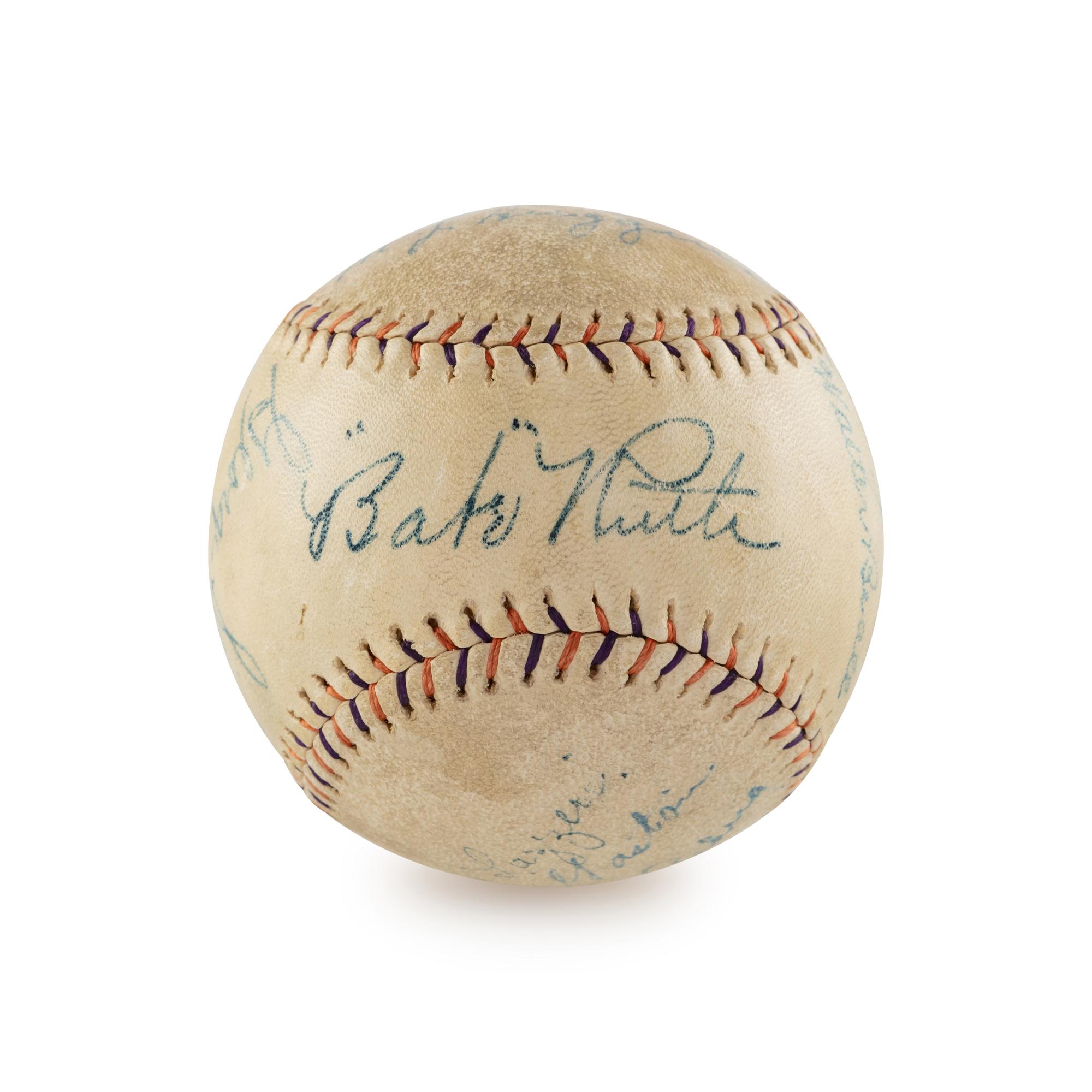 A 1926 New York Yankees Multi Signed Autograph Baseball Featuring Babe Ruth and Lou Gehrig (Beckett Authentication Services)
