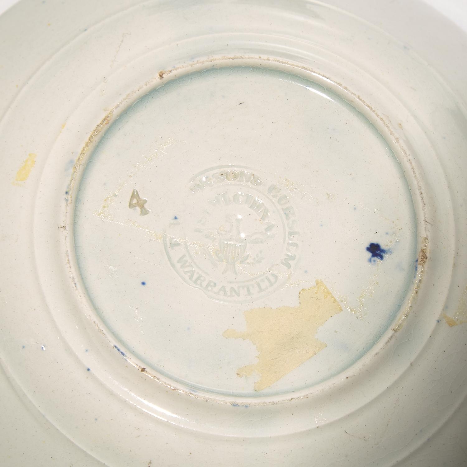 Three Staffordshire Historical Blue Tea Bowls and Saucers