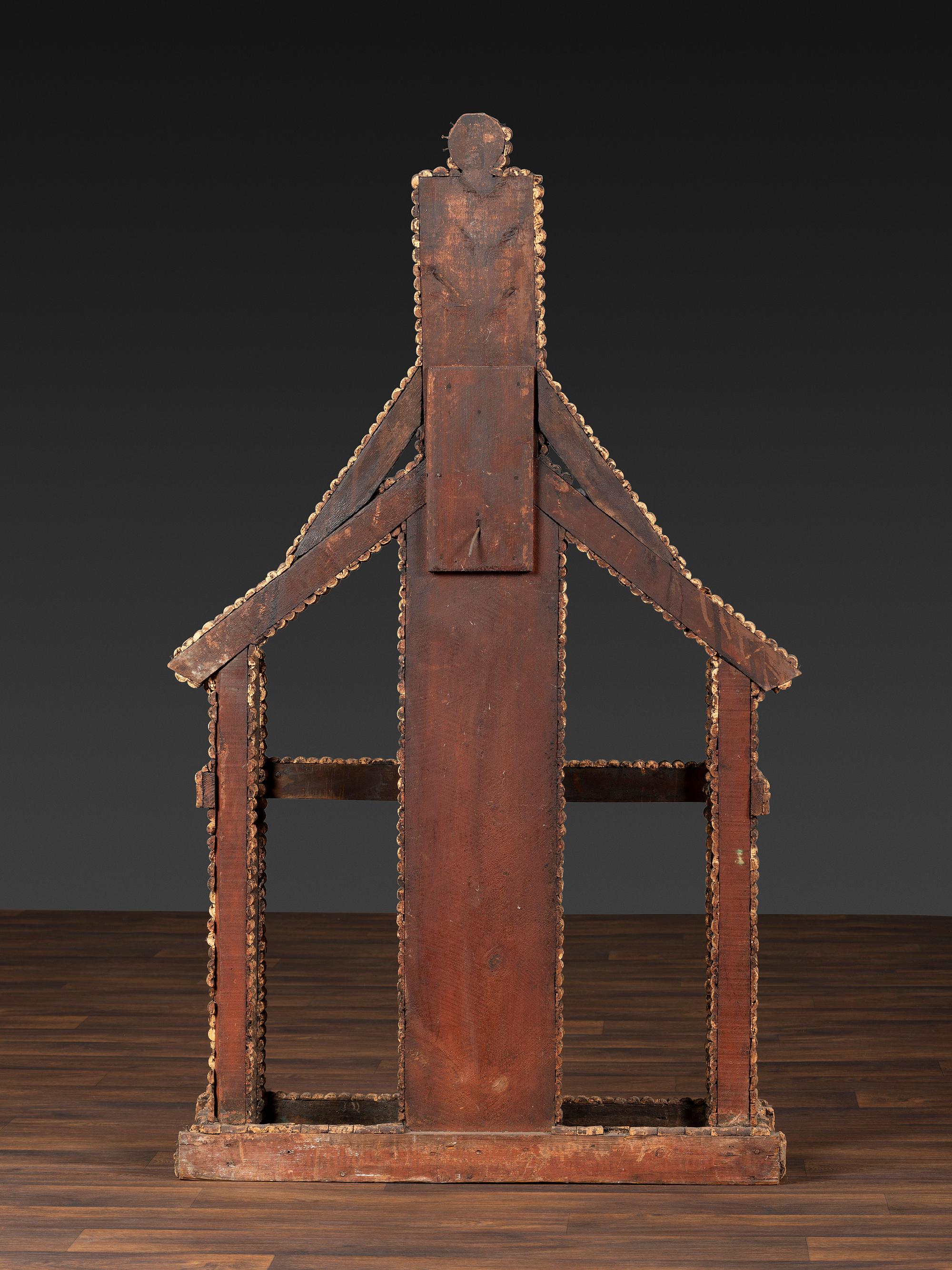 A Folk Art Cork and Wood Umbrella Stand