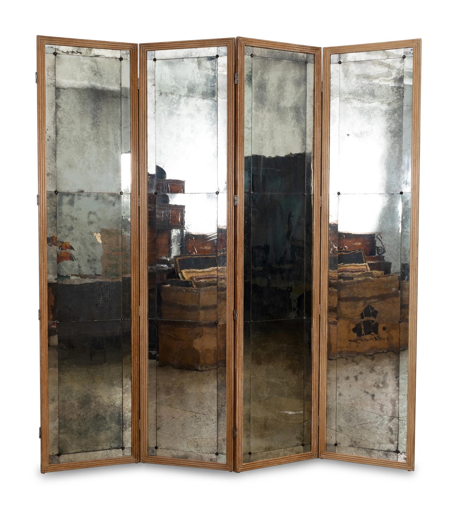 A Contemporary Mottled Mirrored Seven-Fold Floor Screen — 20TH CENTURY
