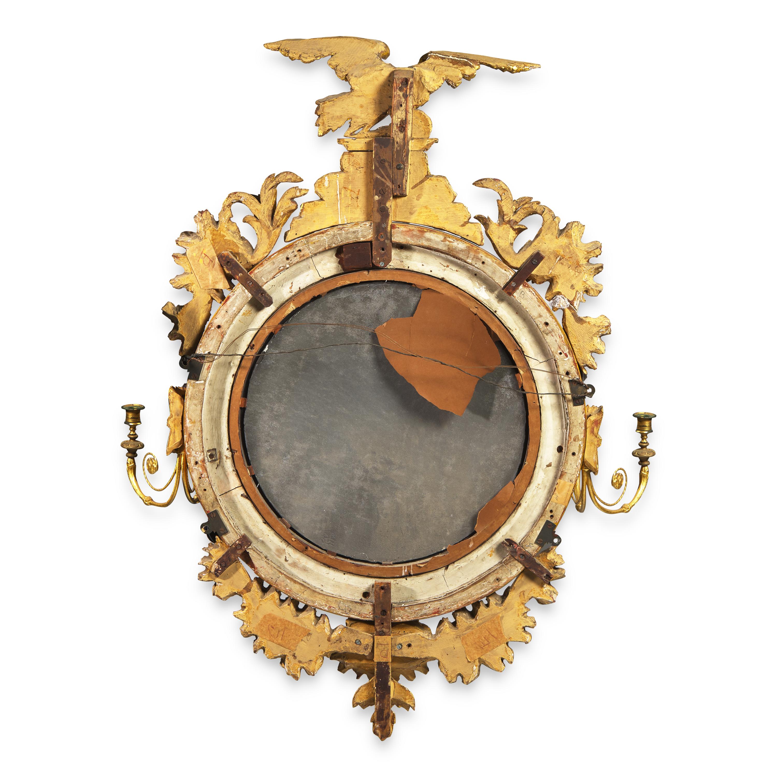 A Large Classical Giltwood Bull's Eye Girandole Mirror