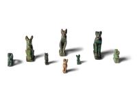 Eight Egyptian Faience Bastet Amulets