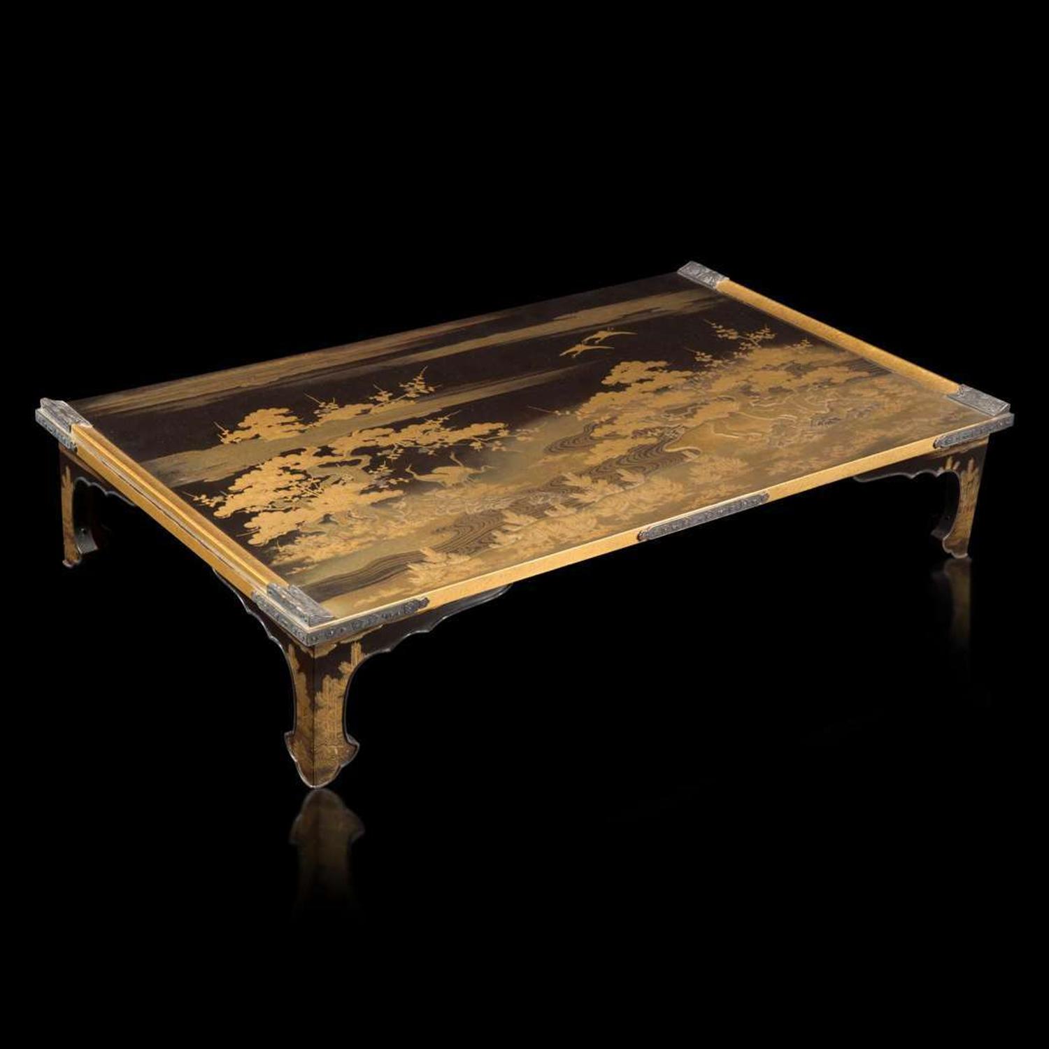 A very finely-decorated Japanese lacquer low writing table 日本漆器时绘炕桌 Meiji to Taisho period ?????