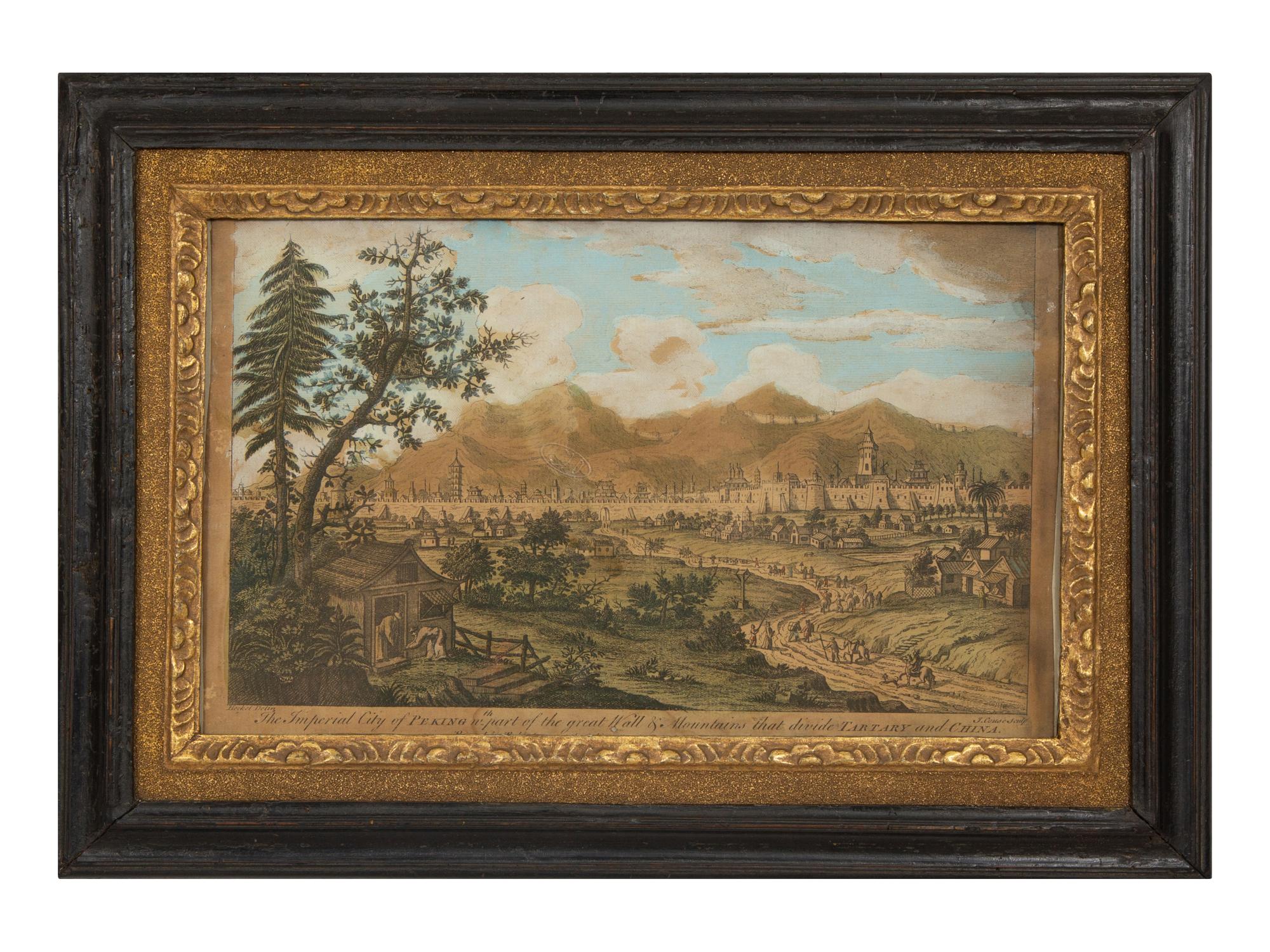 A Set of Five Colored Engravings of Views of China, After Augustin Heckel