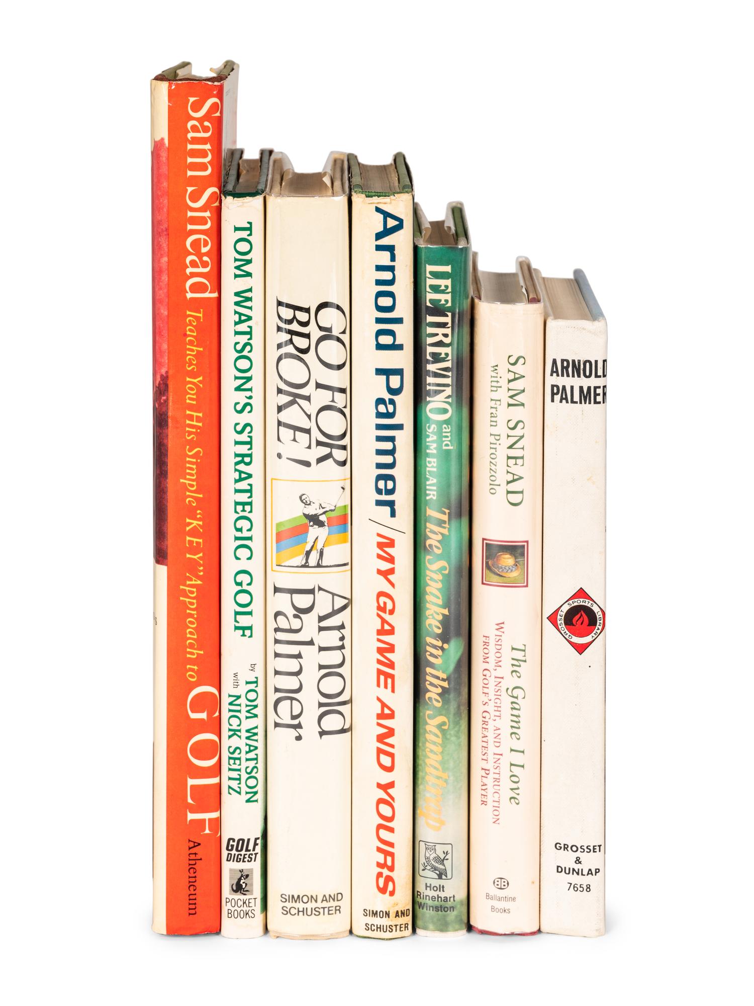 A Group of Seven Books on Golf Signed by Arnold Palmer, Sam Snead, Lee Trevino and Tom Watson