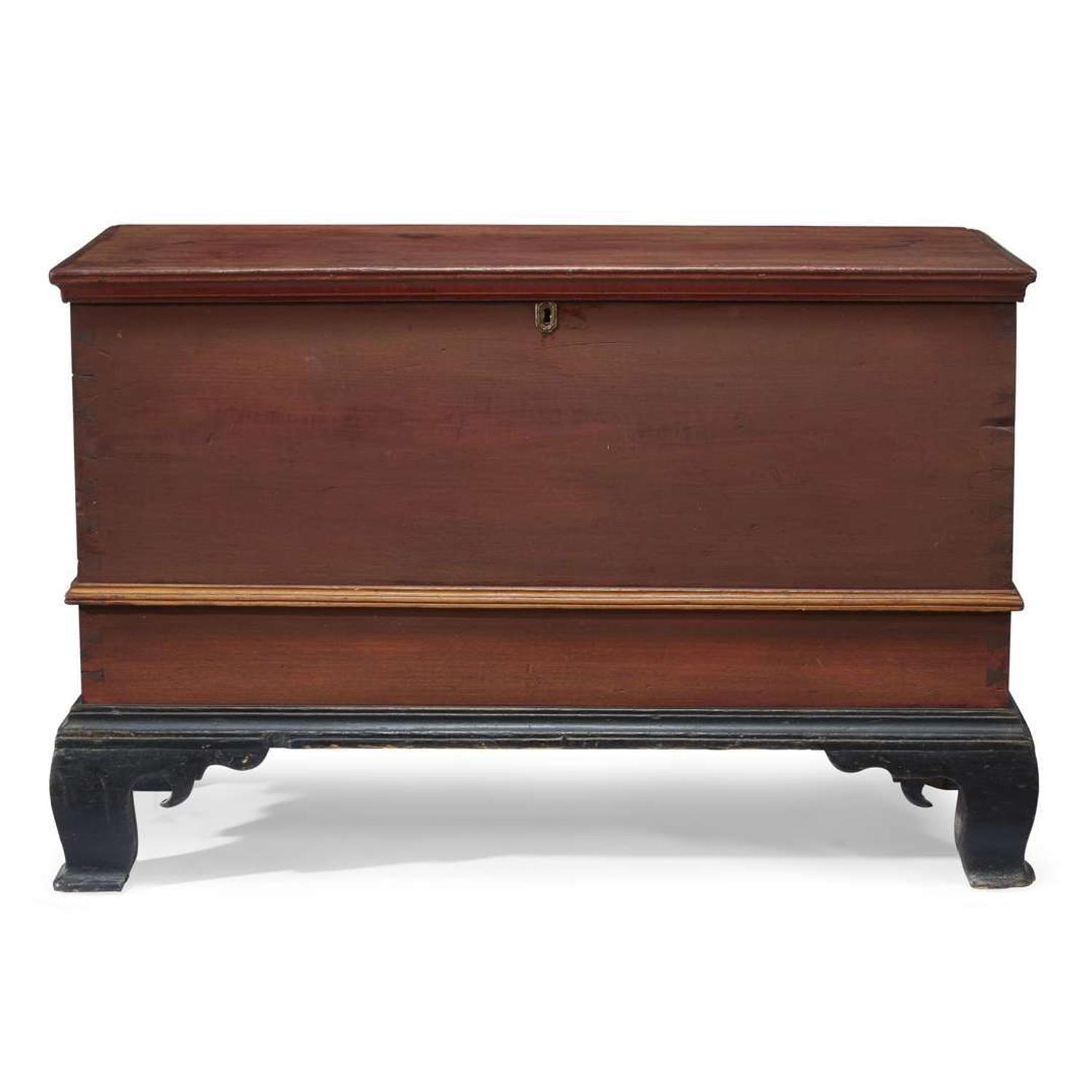 Chippendale painted pine blanket chest Pennsylvania, late 18th century