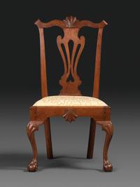 A Chippendale Shell and Heart Carved Walnut Claw-and-Ball Foot Side Chair