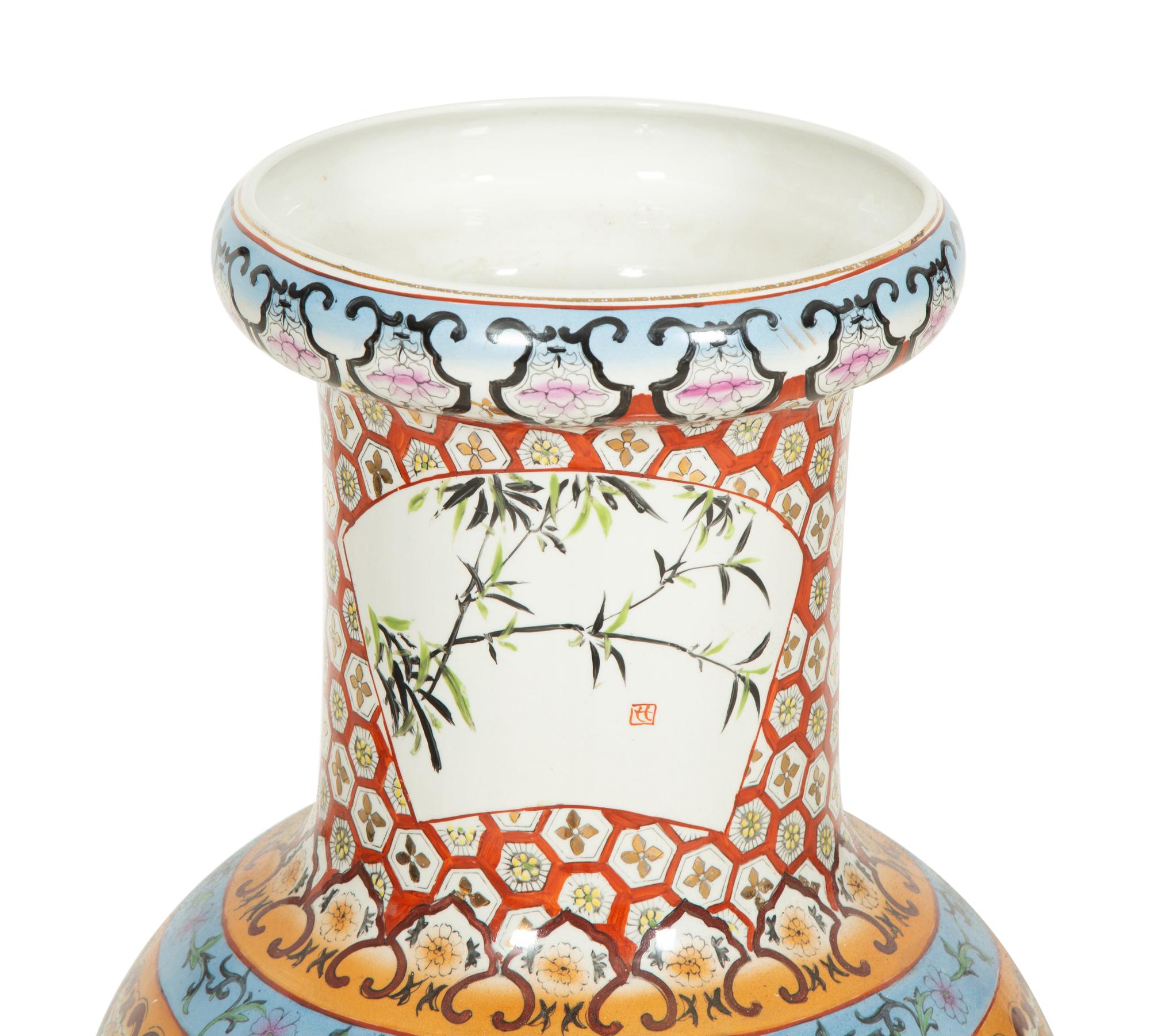 A Chinese Porcelain Palace Vase with Scenes of Exotic Birds in Landscapes