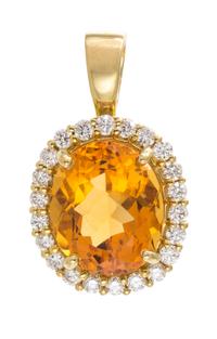 An 18 Karat Yellow Gold, Citrine and Diamond Pendant, 4.30 dwts.