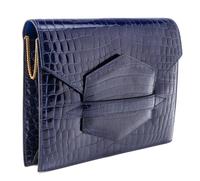 An Hermes Navy Niloticus Crocodile Faco Clutch, 9.25" x 7" x 1".