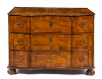 A German Burl Walnut Commode Height 34 x width 47 x depth 25 1/2 inches. — 18TH CENTURY