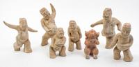 A Collection of Pottery, Horn and Hardstone Articles Height of tallest 9 1/2 inches.