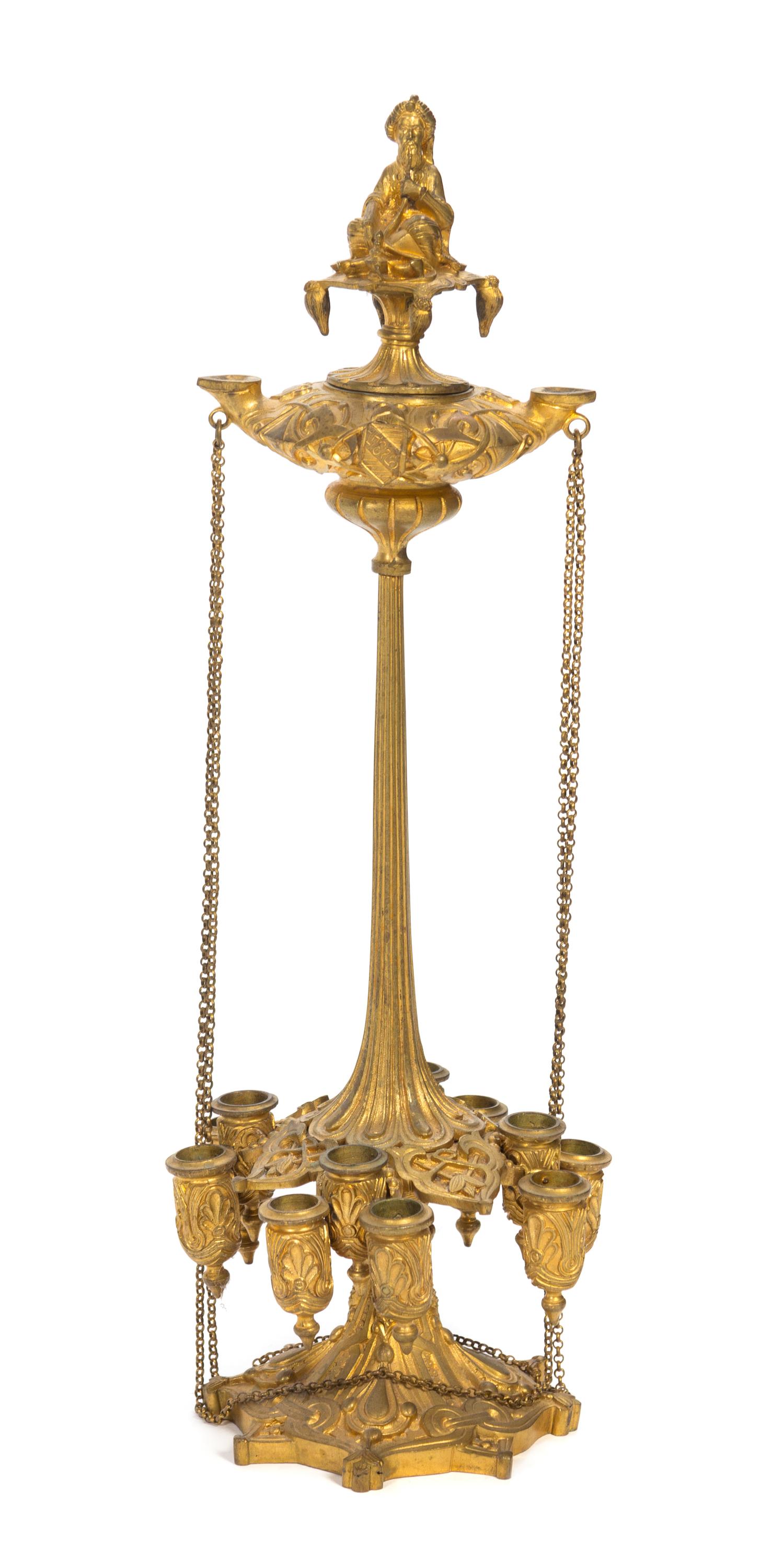A Continental Gilt Bronze Censer Height 17 inches.