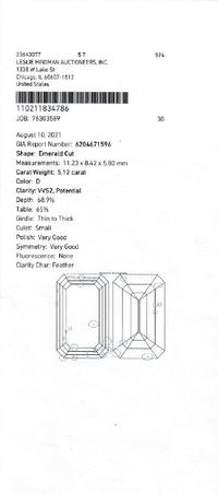 AN EXCEPTIONAL 5.12 CARAT EMERALD CUT DIAMOND