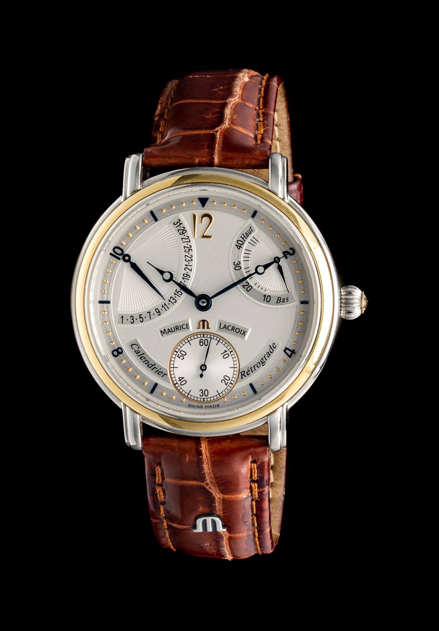 A Stainless Steel and Yellow Gold Masterpiece Retrograde Calendar Wristwatch, Maurice Lacroix,