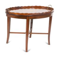 A George III Inlaid Mahogany Oval Tray on Stand — 19TH CENTURY