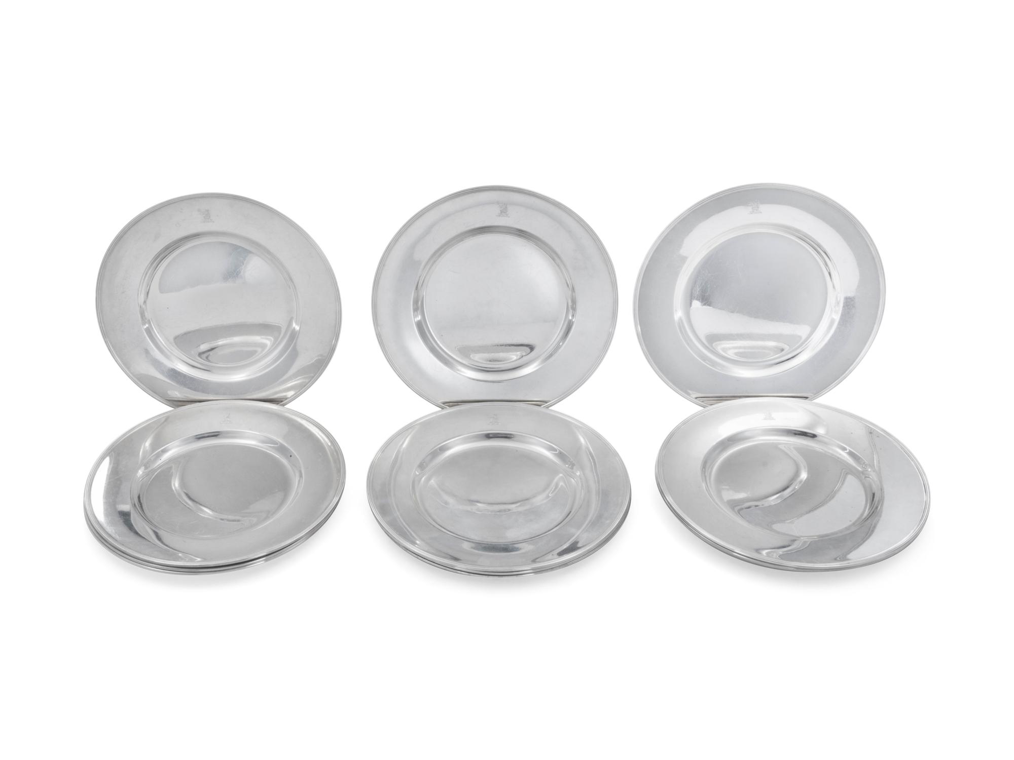 A Set of Twelve American Silver Plates