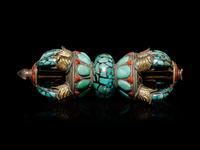 A Tibetan Turquoise and Coral Vajra