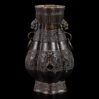 A Chinese patinated bronze lobed pear-shaped vase 18th/19th century or earlier